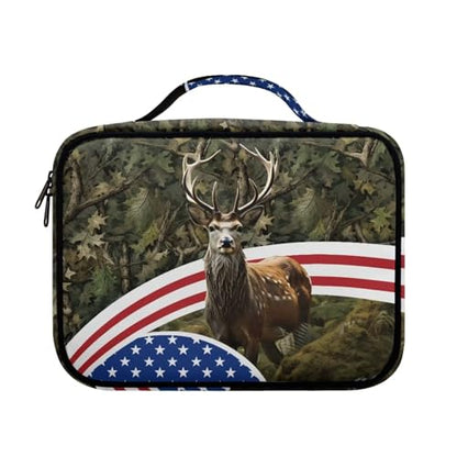 Bible Cover Church Carrying Book Case Polyester Bible Protective with Pen Slots and Zippered Pocket Customizable - color: Deer Fall Leaf American Flag