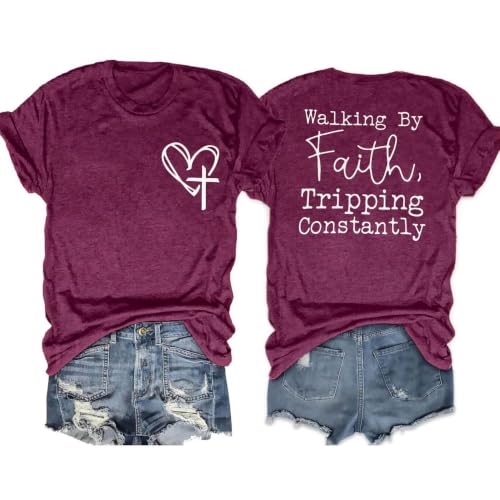 Christian Shirts for Women Religious Tshirt Bible Verse Tee Tops - color: 02-purple, size: Medium