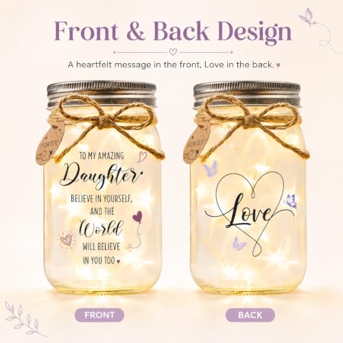 Solmay Daughter Gifts from Mom or Dad, Mason Jar Light - color: Daughter