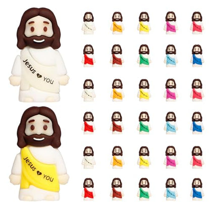 30PCS Little Jesus Figures, 10 Color Tiny Jesus Figurines in Bulk, Mini Jesus Figure Religious Gifts for Easter Egg Stuffers Fillers, Christian Valentines Gifts for Kids Women Mom (30PCS)
