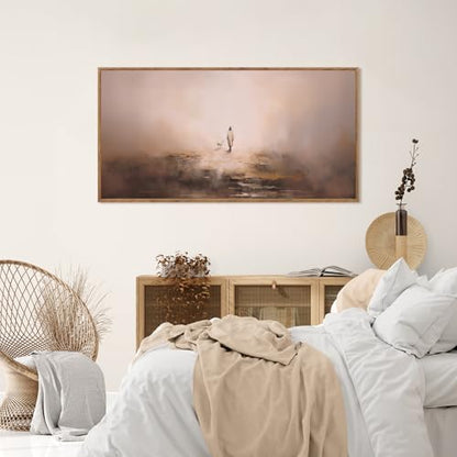 Aurlan Jesus Good Shepherd Lost Sheep Framed Canvas Wall Art 40x20 Inch - color: Jesus Leaves The 99 Parable of The Lost Sheep, size: 40"L x 20"W