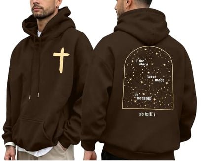 Christian Hoodie for Men Bible Verse Sweatshirt Faith Cross Hoodie - color: Brown01, size: X-Large