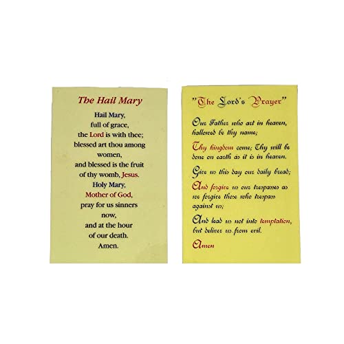 The Hail Mary and The Lord's Prayer Laminated Holy Card Set of 5 Each