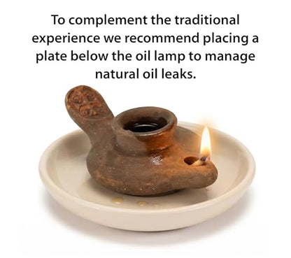 Herodian Cross Oil Lamp Replica – Authentic Biblical Terracotta Lamp from the Time of Jesus – Handmade Holy Land Artifact Gift - color: Herodian - Biblical Brown With Cross