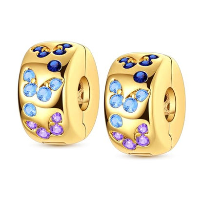 Clip Stopper Beads Fit For Pandora Bracelet, Spacer Charms For Bracelets - color: Gold Butterfly-2Pack