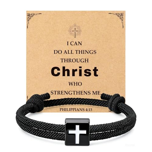 Christian Bible Verse Cross Bracelet for Men Teen - color: PHILIPPIANS 4:13