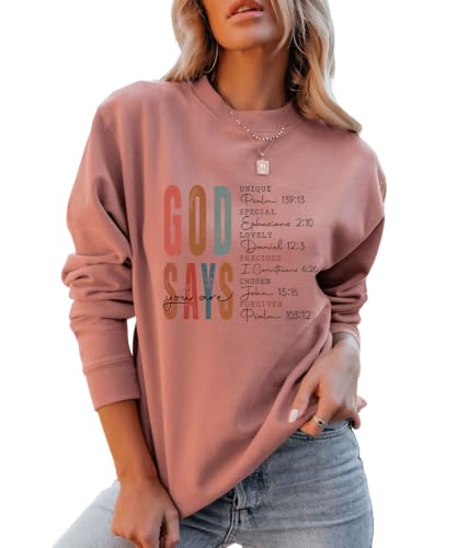 Faith Sweatshirts for Women Christian Jesus God Graphic Sweatshirt - color: Rosegold, size: X-Large