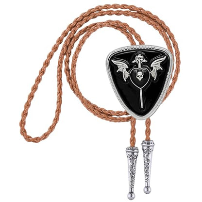 GelConnie Bolo Tie for Women Heart Cowboy Necktie Flower Gothic Mens Bolo Ties Bolero Necklace Red Western Ties for Men - color: Black Skull Bolo Tie