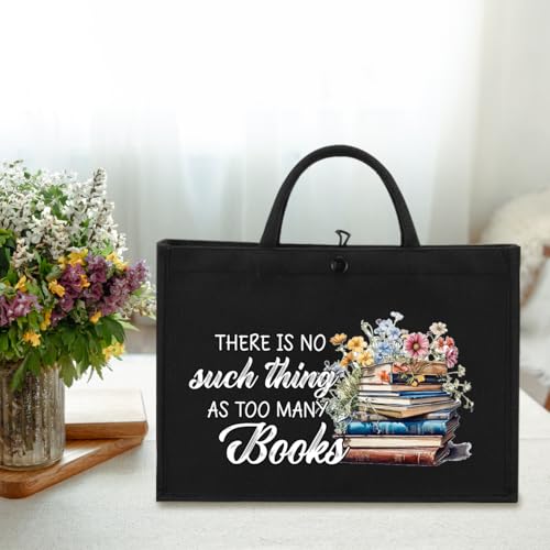 Book Tote Bag Christmas Librarian Bookish Gifts for Women Readers Book Lover - color: Black