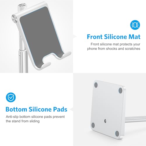 OMOTON CA02 Cell Phone Stand with Charging Hole for Desk Lightweight Silver - color: Silver