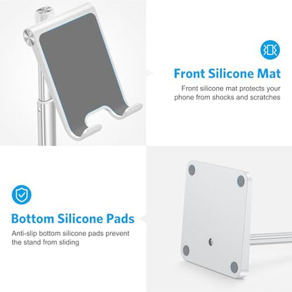 OMOTON CA02 Cell Phone Stand with Charging Hole for Desk Lightweight Silver - color: Silver
