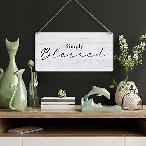 Bible Verse Home Wall Decor Simply Blessed Scripture Wood Signs Rustic Hanging Wall Plaque Wooden Christian Religious Sign