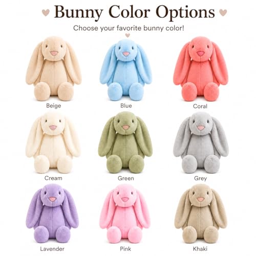 Personalized Embroidered Grey Stuffed Bunny, Infant Easter, Easter Gift Baby, Stuffed Rabbit, Baby Stuffed Animal, Stuffy, Bunny Plush, Newborn Toy, Plushies for Boys, Custom Plush (Grey Bunny) - color: Grey Bunny