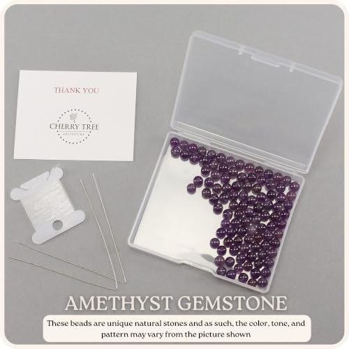 Cherry Tree Collection 100PCS 6mm Amethyst Round Bead Craft Kit - color: amethyst, size: 6mm