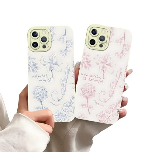 2 Pack Christian Jesus Bible Verses Flower Phone Case for iPhone 12 Pro Max Case Floral Pattern Shockproof Soft Protective for Women Men Phone Cover Funda for iPhone 12 Pro Max 6.7 Inch - color: Aesthetics, size: for iPhone 12 Pro Max