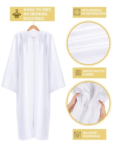 Toulite 12 Pcs Unisex Choir Robes for Church Baptism Gowns White - size: Size 57
