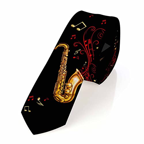 Men's Ties Novelty Tie Necktie for Men Teen Boys Multicolor Tie Party Holiday Thanksgiving Christmas - color: Gold Saxophone