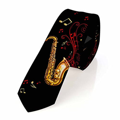 Men's Ties Novelty Tie Necktie for Men Teen Boys Multicolor Tie Party Holiday Thanksgiving Christmas - color: Gold Saxophone