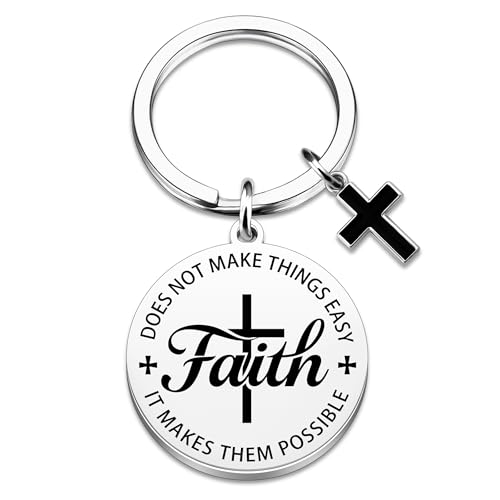 Faith Christian Gifts for Men Women Cross Bible Verse Keychain