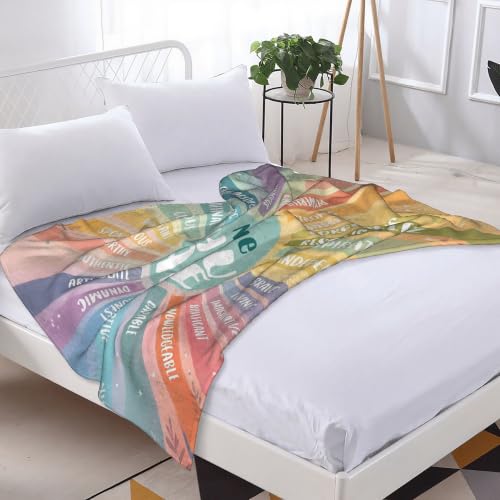 Personalized Inspirational Blanket for Women, Custom Name Positive Affirmation Throw Blanket, Motivational Self Love Gift for Teen Girls Women, Birthday - color: Background Pattern 8