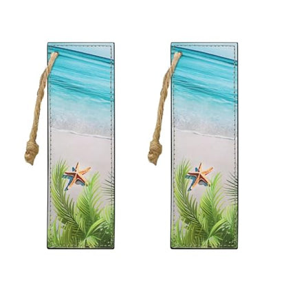 Beach Starfish Bookmarks for Men Boy, Cool Bookmarks Book Marks for Book Lovers Adults Kids Set of 2 - color: Beach Starfish-1