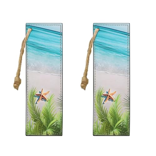 Beach Starfish Bookmarks for Men Boy, Cool Bookmarks Book Marks for Book Lovers Adults Kids Set of 2 - color: Beach Starfish-1
