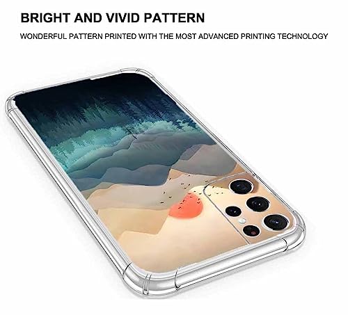 Sunset Nature Landscape Case for Samsung Galaxy S22 Ultra,Wilderness Night Art Painting,Soft TPU Full Cover for Galaxy S22 Ultra - color: Sunset Nature Landscape