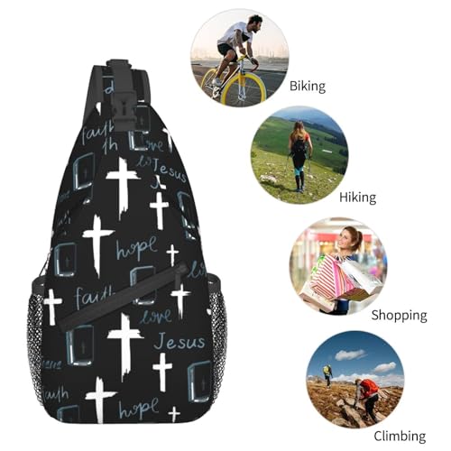 Jesus Christian Cross Crossbody Sling Bag For Women Men Adjustable Chest Bag Cute Shoulder Backpack Daypack For Sport Travel Hiking - color: Jesus Christian Cross 5