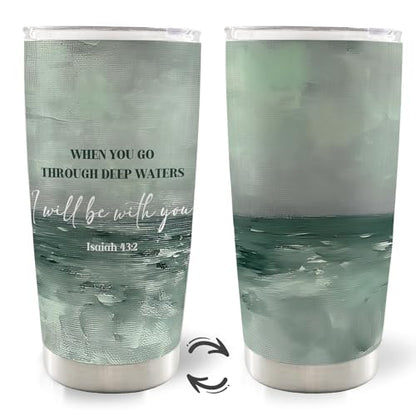 Christian 20oz Travel Coffee Mug Tumbler Water Bottle for Women, Christian Bible Religious Inspirational Gifts, Religious Inspirational Stainless Steel Tumbler with Lid and Straw Drinkware - color: water