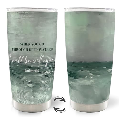 Christian 20oz Travel Coffee Mug Tumbler Water Bottle for Women, Christian Bible Religious Inspirational Gifts, Religious Inspirational Stainless Steel Tumbler with Lid and Straw Drinkware - color: water