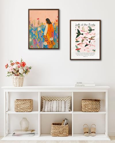 EcoHest 12x16 in Jesus Wildflower Bible Verse Framed Christian Wall Art - color: Walnut Framed Wildflowers, size: 16"L x 12"W