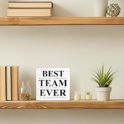 Best Team Ever Motivational Wood Box Sign Gifts for Teammate Leader - color: White-Black