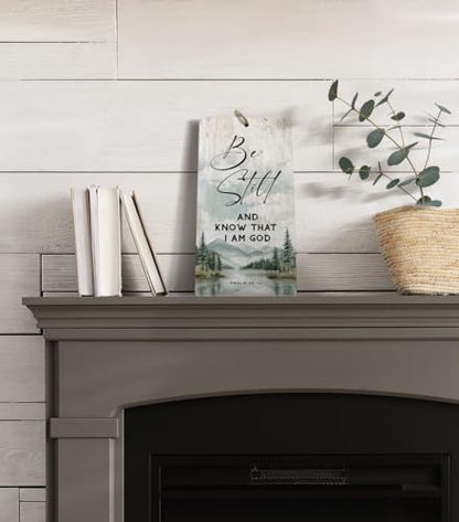 YZEXEZY Be Still and Know That I Am God Wood Sign12"x6" Psalm 46:10 Religious Christian Wall Art Gifts - style: Be Still