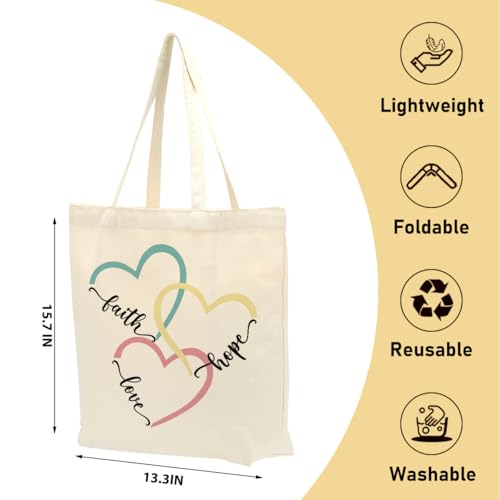 Christian Gifts for Women, Floral Faith Canvas Tote Bag, Faith Gifts for Women Mom Inspirational - color: Whimsical Christian 775