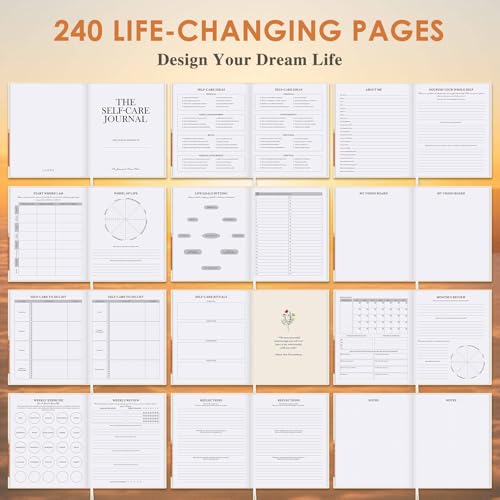 Lanpn Self Care Journal for Women, Self Love Guided Journals with Prompts, Daily Reflection Wellness & Gratitude Planner, 5 Minute Mental Health Notebook, Mindfulness Mood Log, 240 Pages - color: Moon