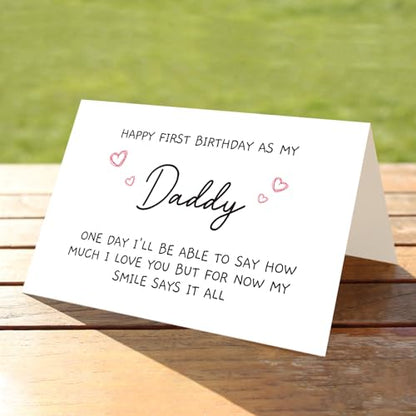 Funny 1st Daddy Birthday Card for Him, Poem New Dad Birthday Greeting Card, Happy First Birthday as A Dad Card, Cute Bday Gift from Baby Daughter Son - color: 3-27