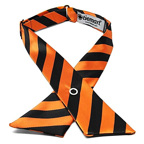 tiemart Crossover Tie - color: Orange and Black Striped