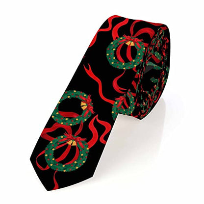 Black Dots Men's Neckties Retro Classic Circle Geometry Men's Tie for Mens Teens Business Work Casual Wedding Party - color: Christmas Wreaths