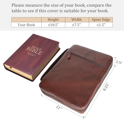 Polare Cowhide Leather Bible Cover Church Bag Bible Protective Book Holder Carrying Case Folder Organizer Portfolio (Coffee) - style: Coffee
