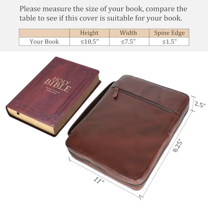 Polare Cowhide Leather Bible Cover Church Bag Bible Protective Book Holder Carrying Case Folder Organizer Portfolio (Coffee) - style: Coffee