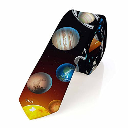Love Red Heart Men's Tie Romantic Valentines Day Men's Necktie Ties for Mens Daily Wedding Party Business - color: Solar System