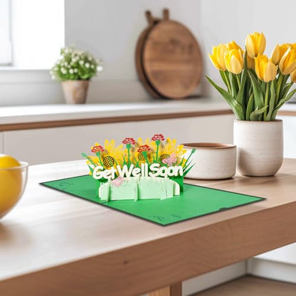 GREETING ART Get Well Soon Pop Up Card, Get Well Card Gift for Women Men - color: Get Well Soon Sunflower