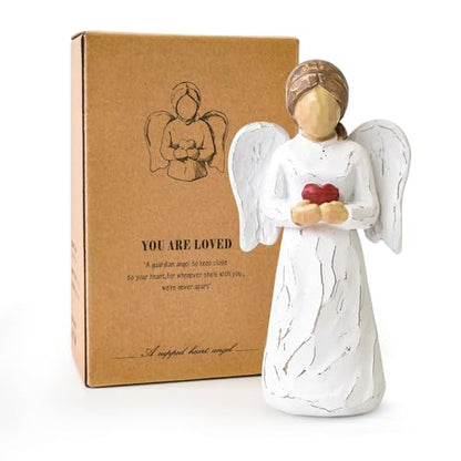 Guardian Angel Statue, Resin Healing Angel Figurines for Women - color: Heart