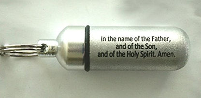FIVE Classic Brushed Silver ANOINTING OIL HOLDER/Vial Necklaces with ENGRAVED BLESSING - Includes Velvet Pouches, Ball-Chains & Funnel - Great Chistmas Gift