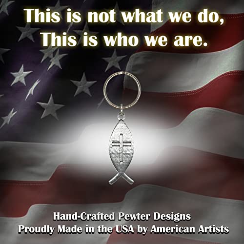 Jesus Fish, John 3:16 Keychain, Ichthus, A1026KC, 2 3/4”, Pewter, 100% Handmade in the USA, Christian, Catholic, Metal, Ichthus Keychain, Key Chain, Key Ring, Key Fob, Gift, 100 Keychain designs
