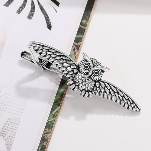 Novelty Silver Gold Black Tie Clip for Men Unique Owl Fish Shark Guitar Cross Tie Bar Neckties for Regular Wedding Business Tie Pin Clips Jewelry - style: Silver Owl