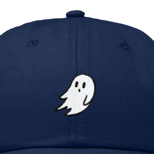 DALIX Ghost Embroidered Mens Womens Cotton Dad Hat Baseball Cap Adjustable - color: Navy Blue