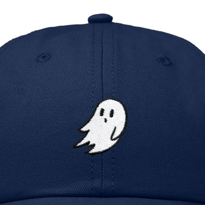 DALIX Ghost Embroidered Mens Womens Cotton Dad Hat Baseball Cap Adjustable - color: Navy Blue