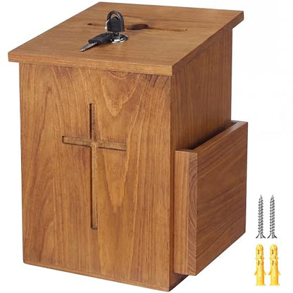 Sliner Prayer Request Box Wood Church Offering Box, Wood - color: Wood