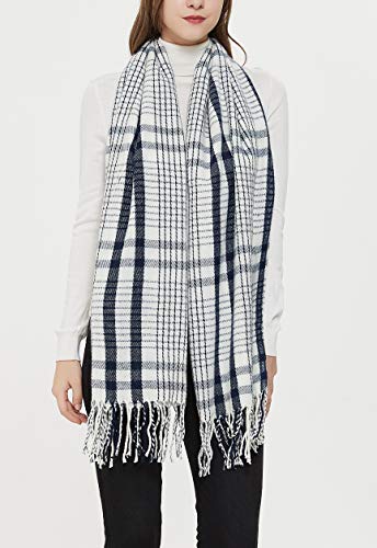 Wander Agio Women's Fashion Long Shawl Big Grid Winter Warm Lattice Large Scarf - color: Small Plaid Black White 1